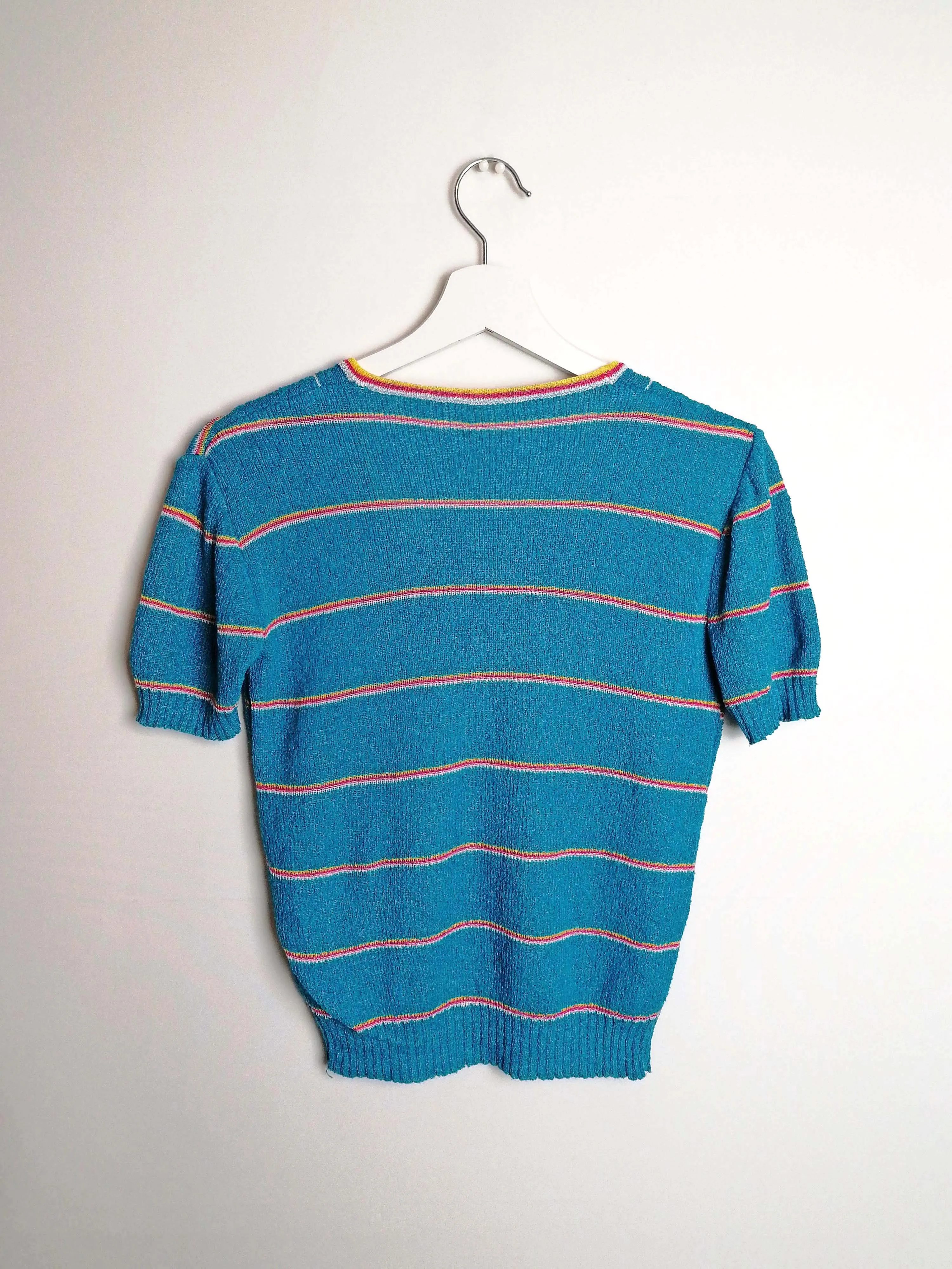 70's 80's Soft Knit Top Retro Puffy Sleeve - size S-M