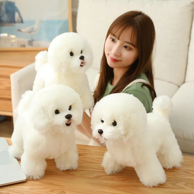 9 Kinds Dog Simulation Bichon Frise Plush Dog Toy Super Cute Likelife Corgi Dog Doll Stuffed Animal Maltese Dog Puppy Pets Toys