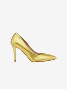 95mm Vegan Apple Leather Heels | Golden Glamour