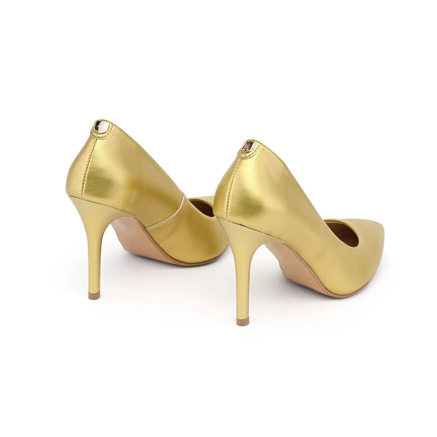 95mm Vegan Apple Leather Heels | Golden Glamour