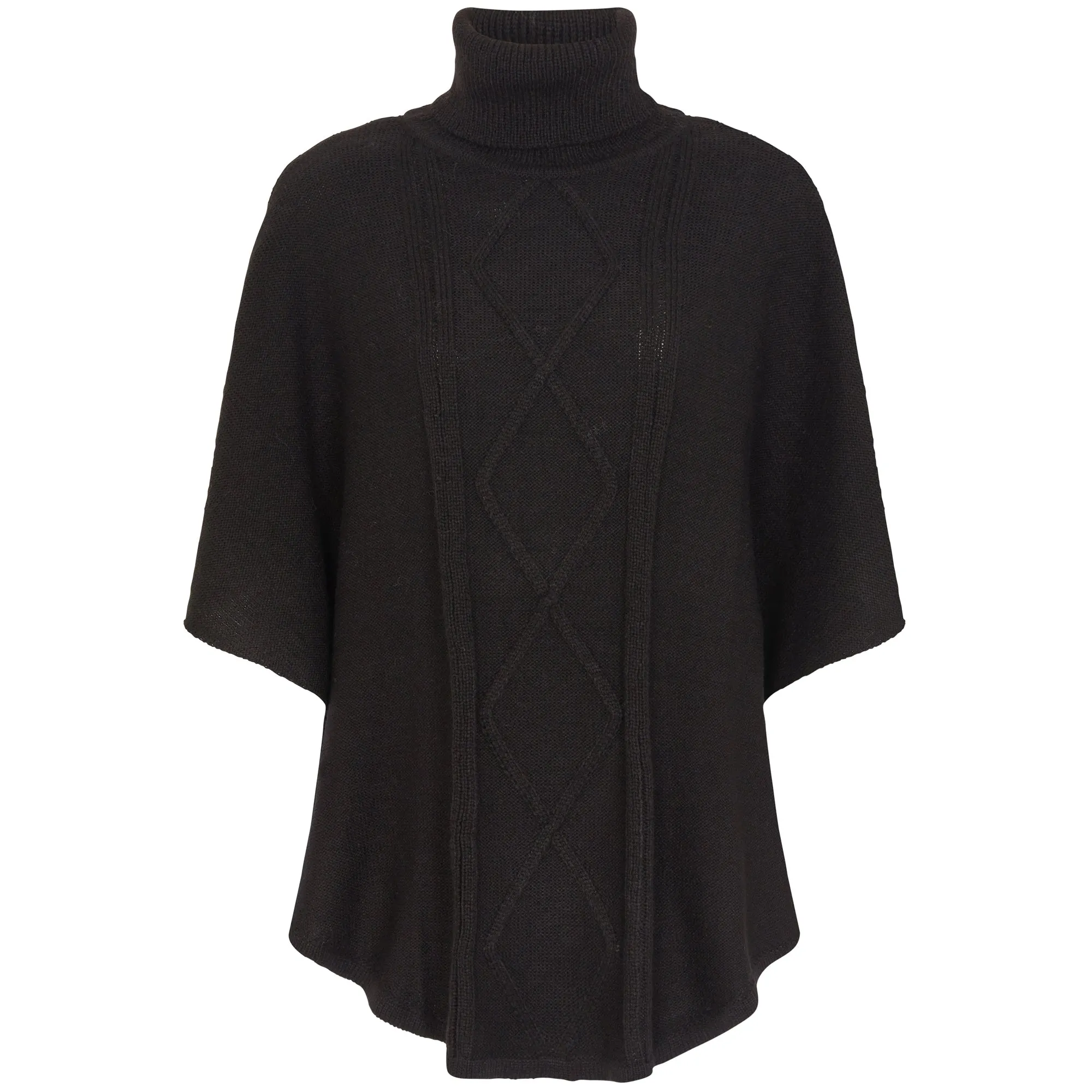 Accessorize London Women's Black Cable Knit Poncho