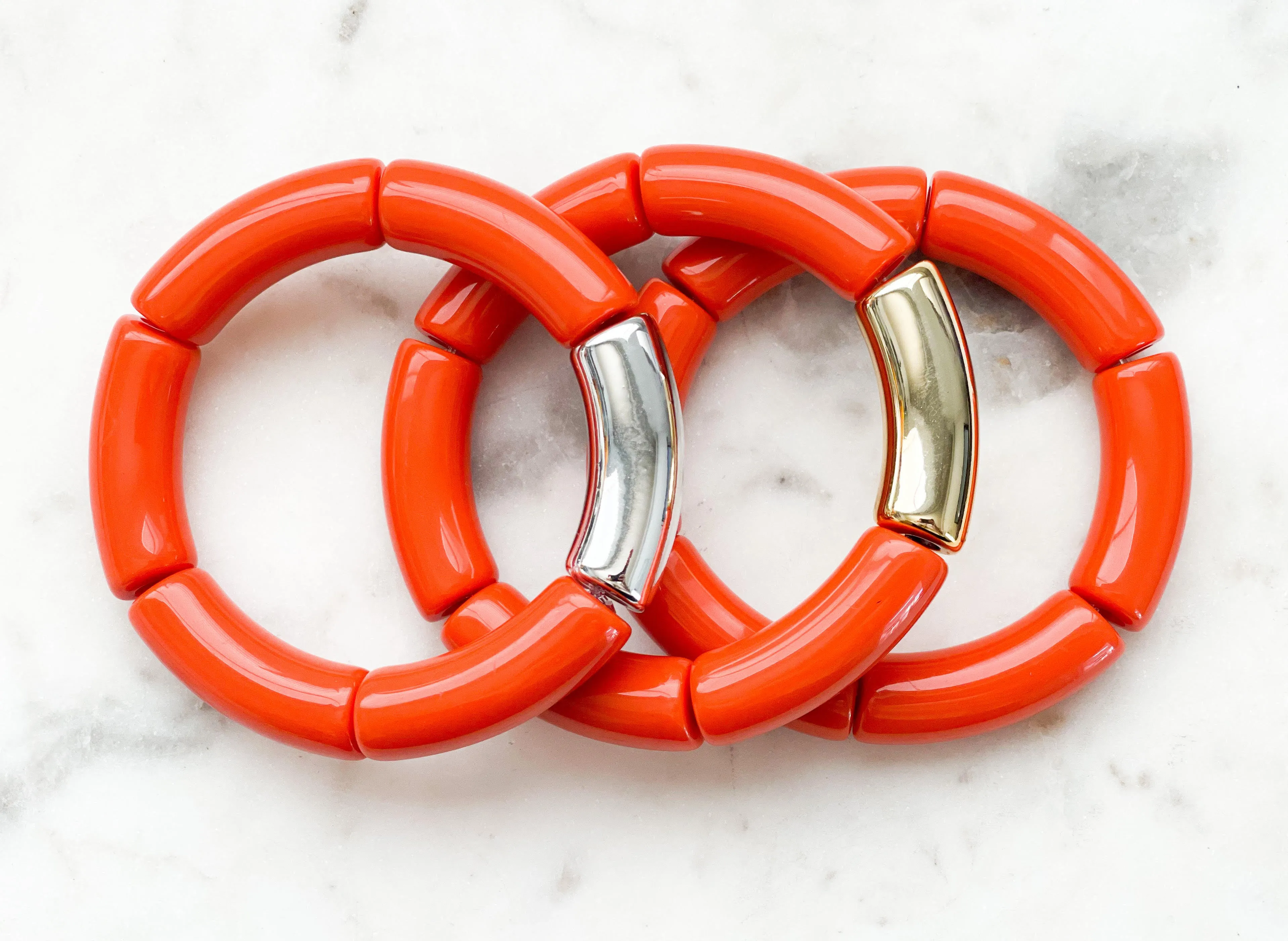 Acrylic Bamboo Bangle Bracelet Burnt Orange