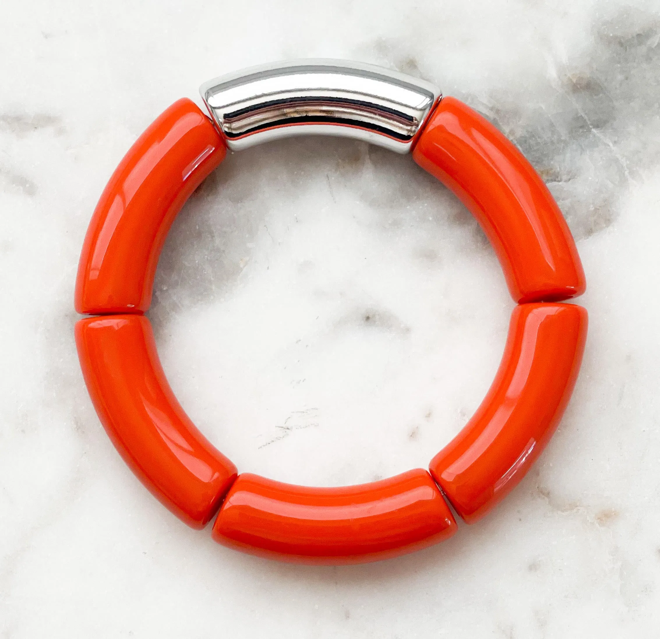 Acrylic Bamboo Bangle Bracelet Burnt Orange