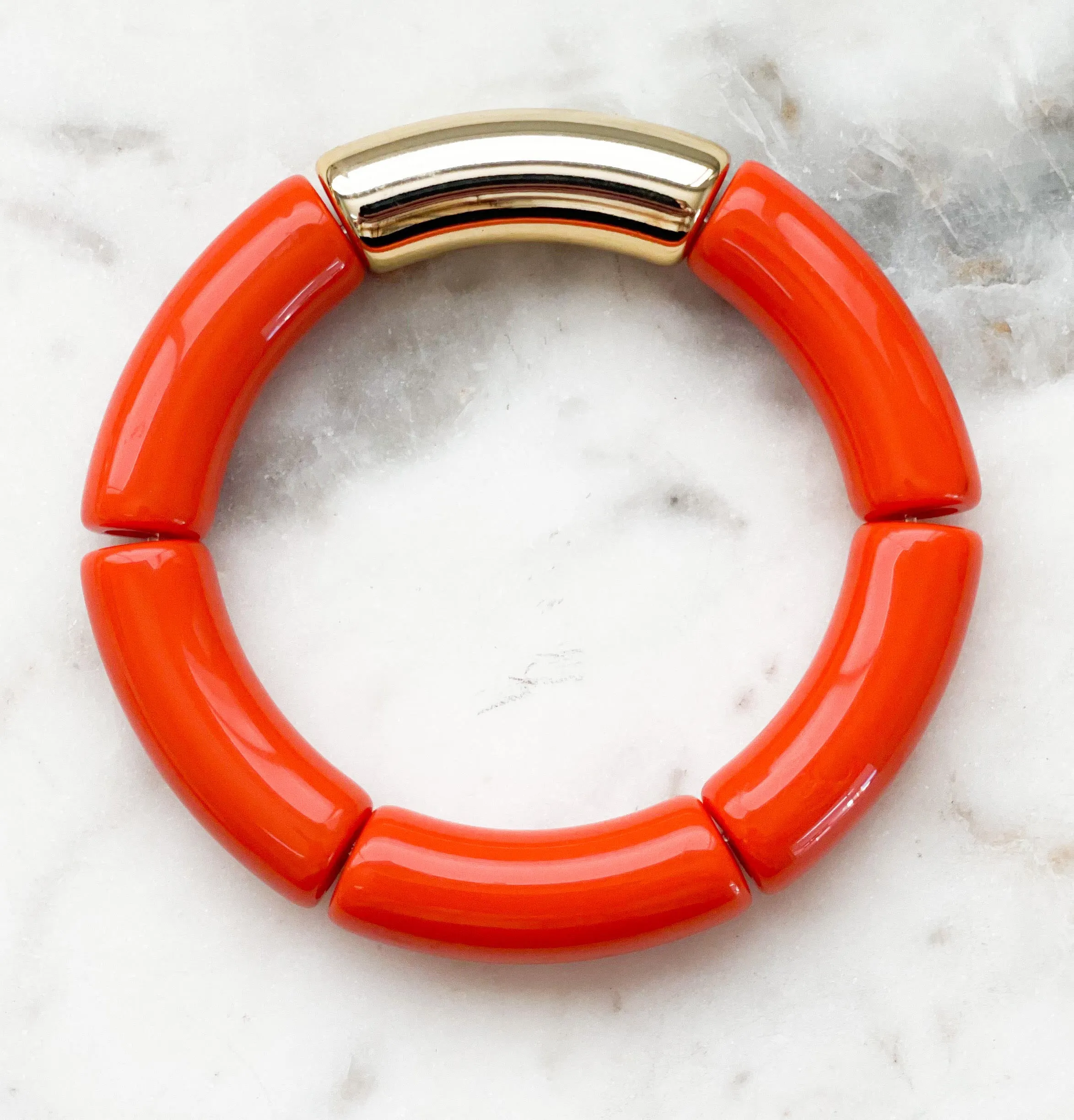 Acrylic Bamboo Bangle Bracelet Burnt Orange