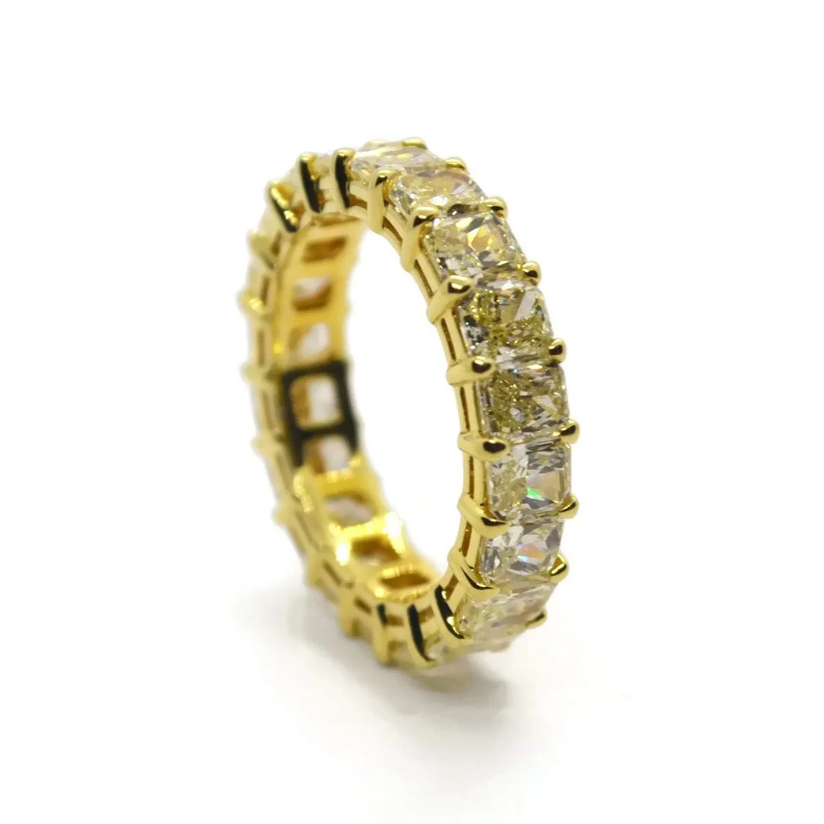 AF Jewelers Eternity Band Ring with Fancy Yellow Radiant-cut Diamonds 5.90 ct., 18k Yellow Gold