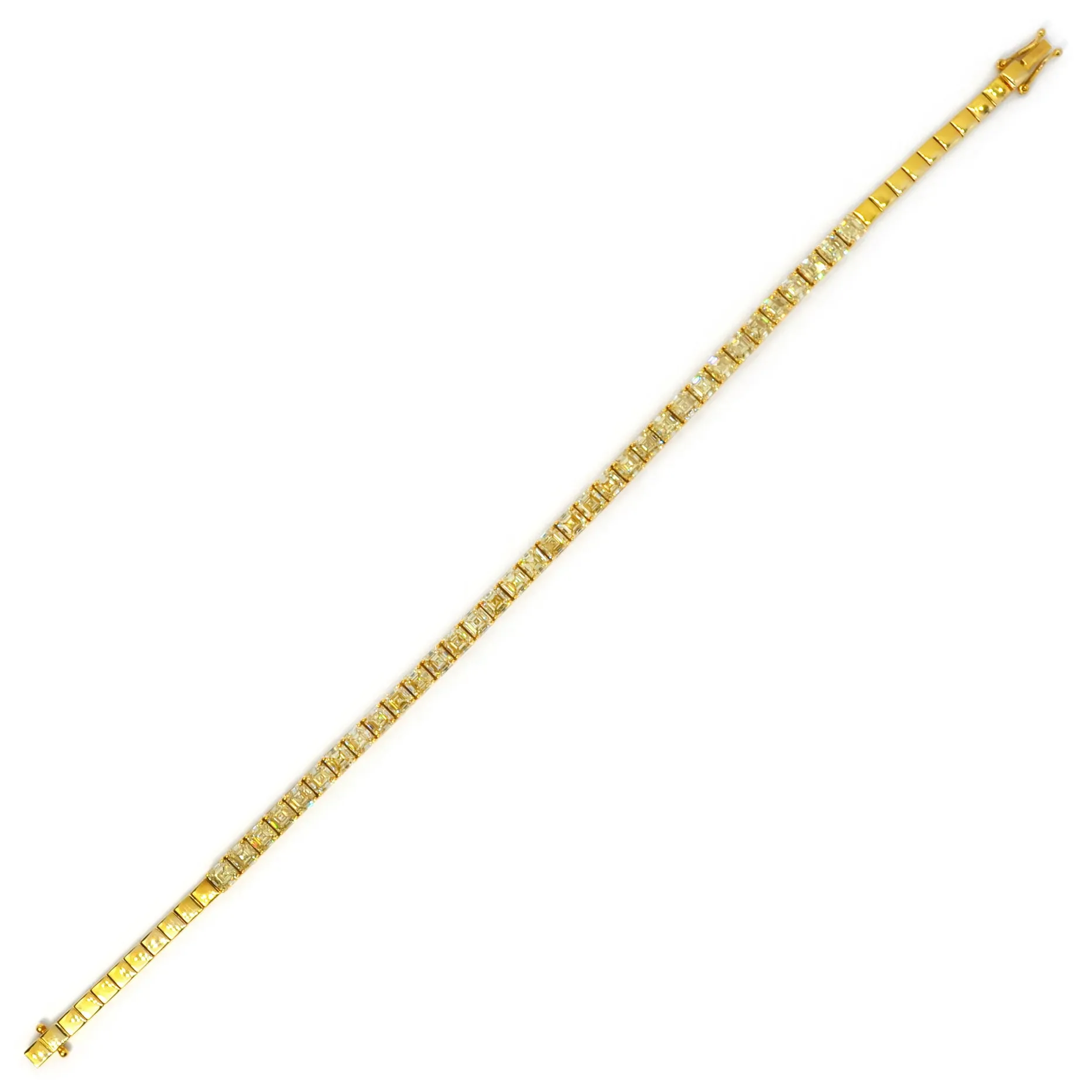 AFJ Diamond Collection - Tennis Bracelet with Fancy Yellow Asscher-cut Diamonds, 18k Yellow Gold