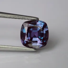 Alexandrite | lab created, colour changing, cushion cut 7mm, 1.80ct