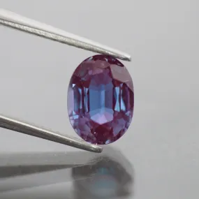 Alexandrite | lab created, colour changing, oval cut 8x6mm, 1.60ct