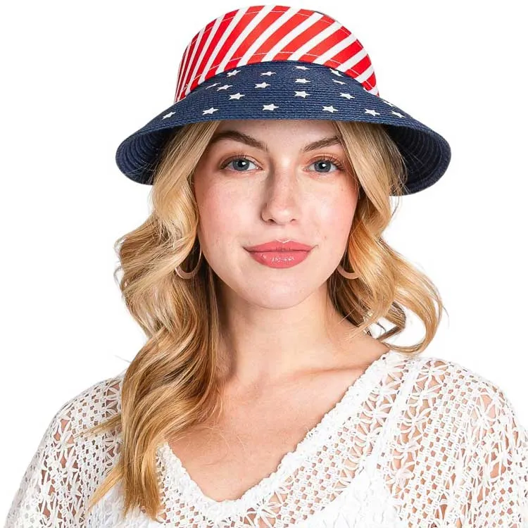 American Flag Roll Up Visor With Adjustable Elastic Band