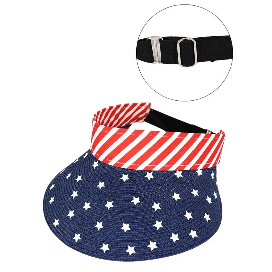 American Flag Roll Up Visor With Adjustable Elastic Band