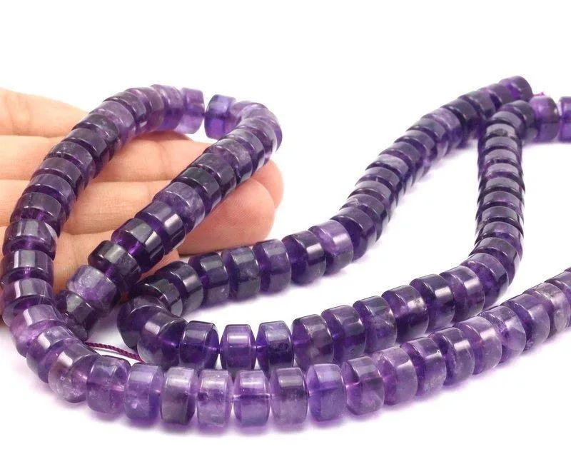 Amethyst 11mm Rondella Gemstone Beads 15.5 Inches Full Strand T022