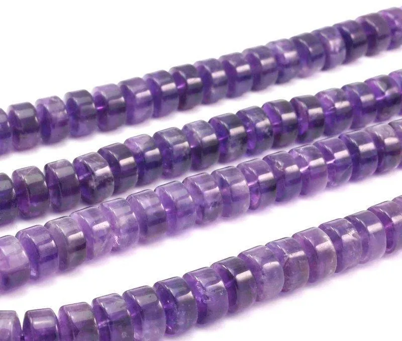 Amethyst 11mm Rondella Gemstone Beads 15.5 Inches Full Strand T022