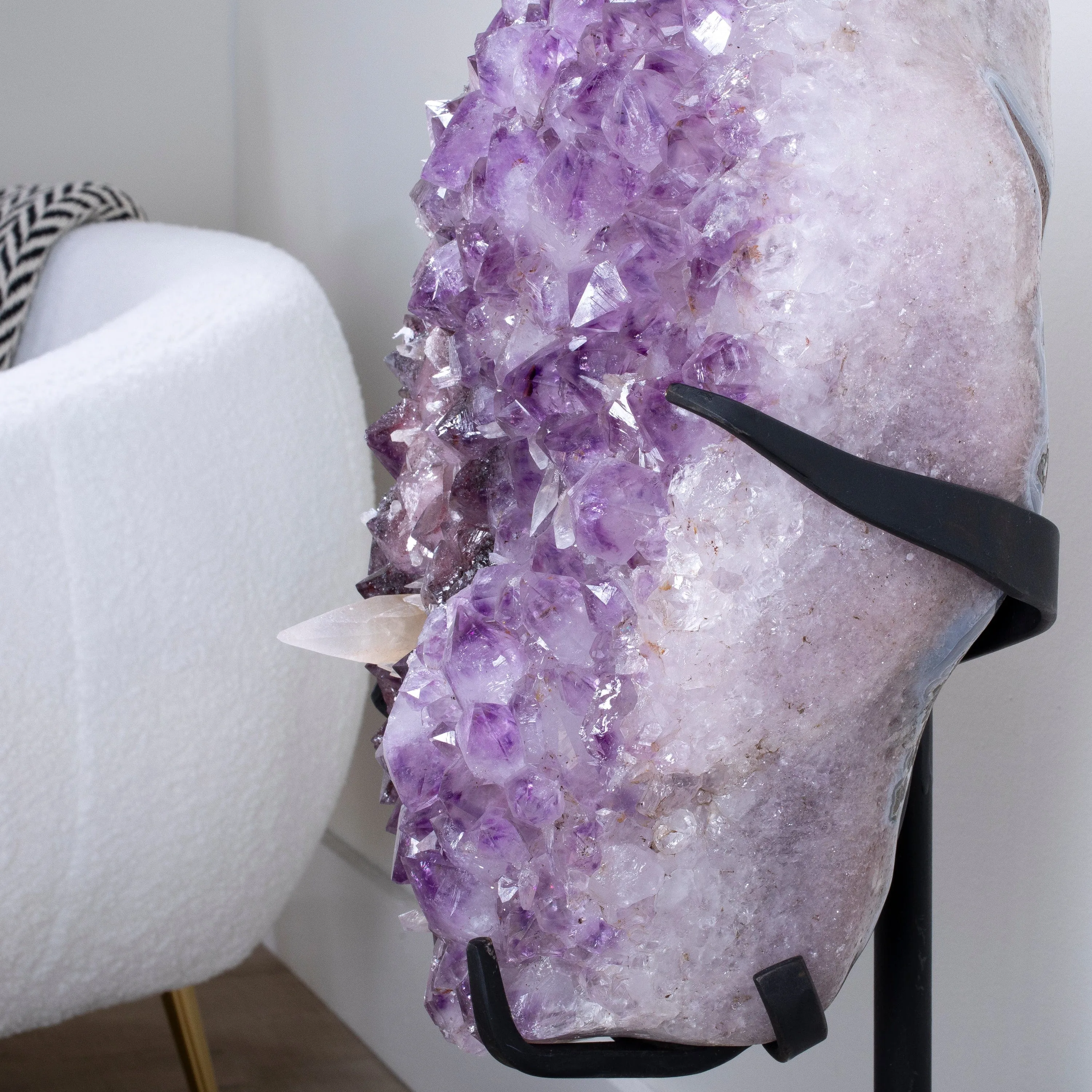 Amethyst Geode with Calcite from Brazil on Custom Stand- 31 / 66 lbs