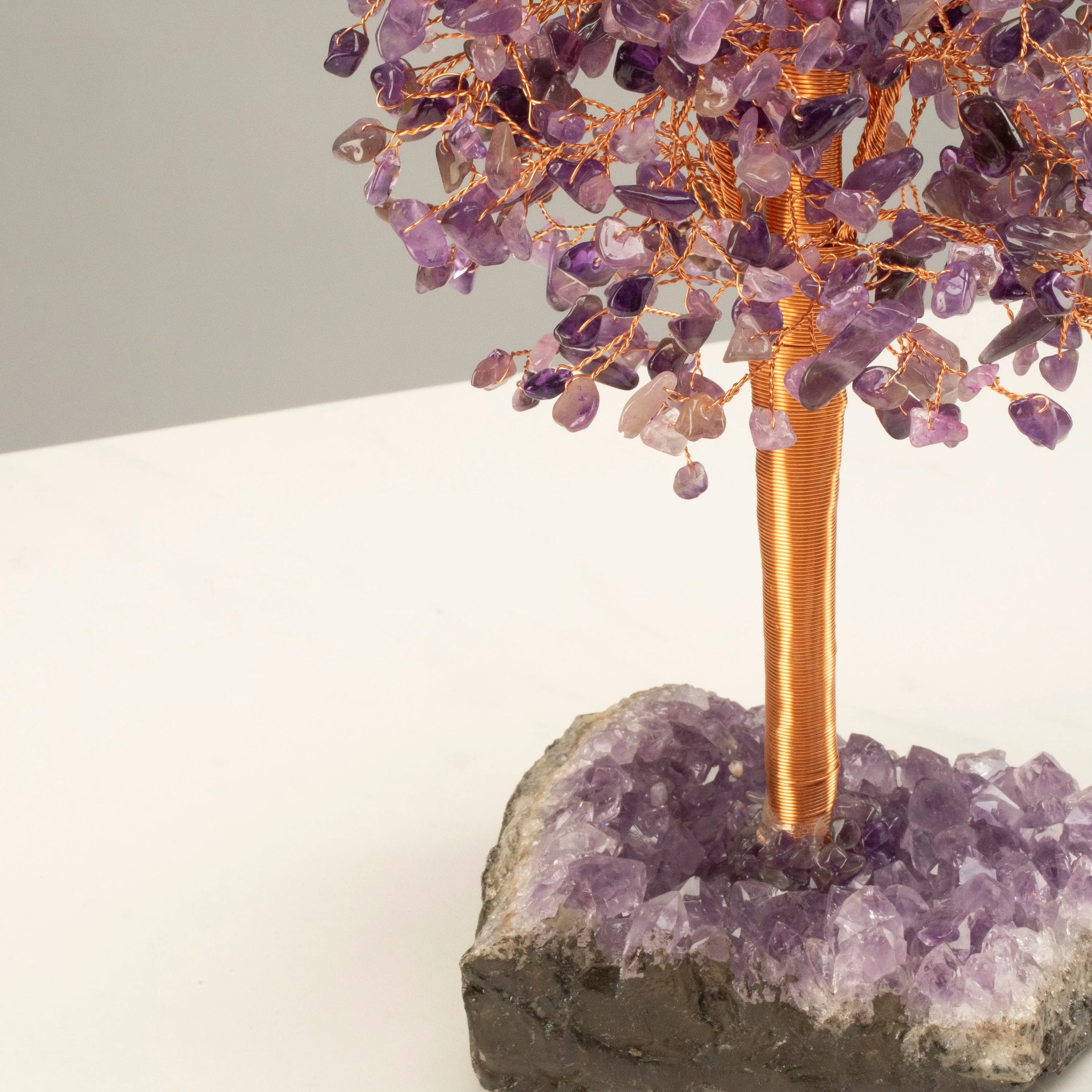 Amethyst Tree of Life on Amethyst Geode Base with 728 Natural Gemstones