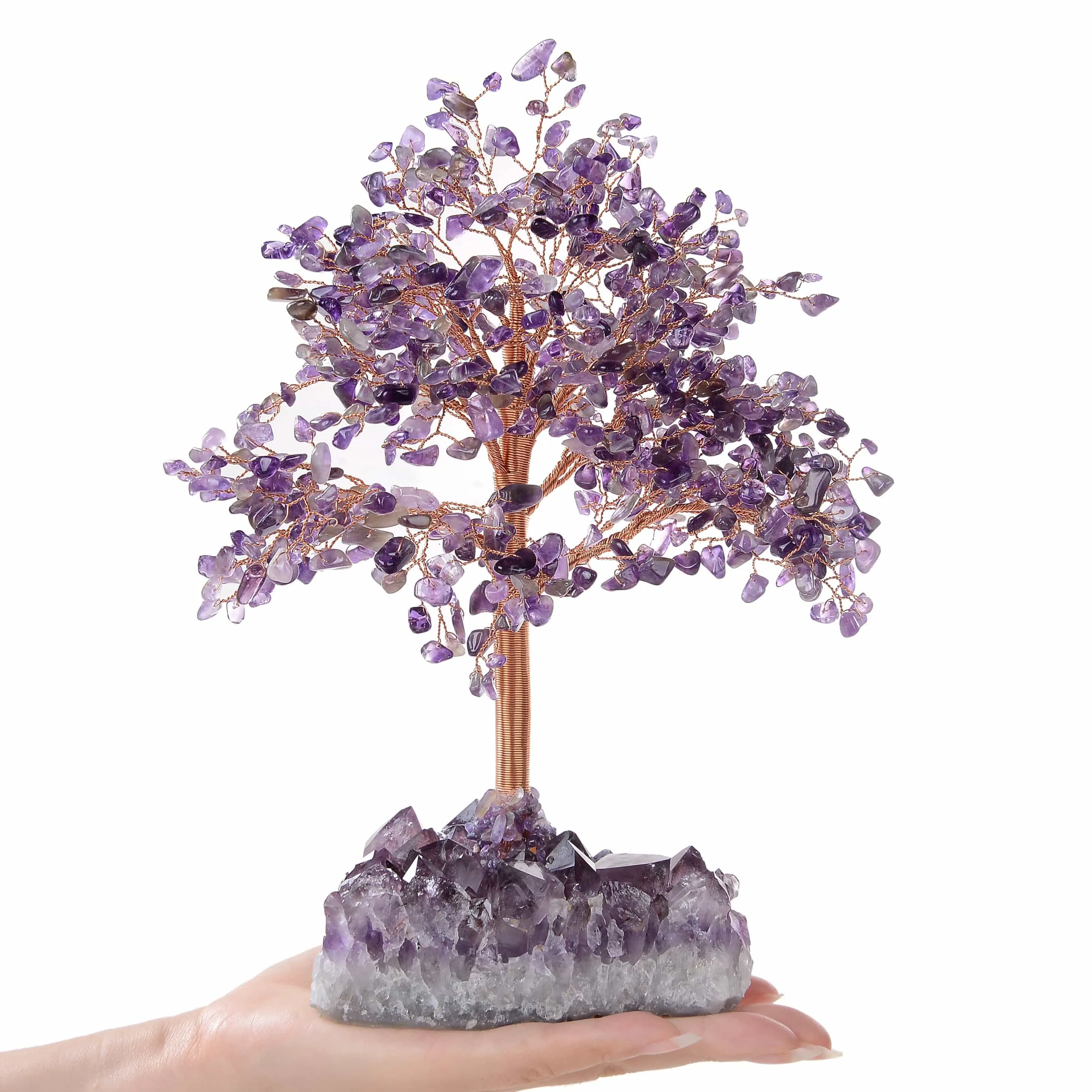 Amethyst Tree of Life on Amethyst Geode Base with 728 Natural Gemstones