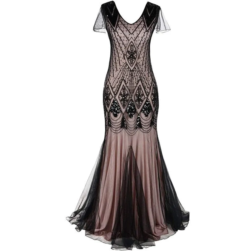 Années 20 Robe de Soirée Longue Art Deco