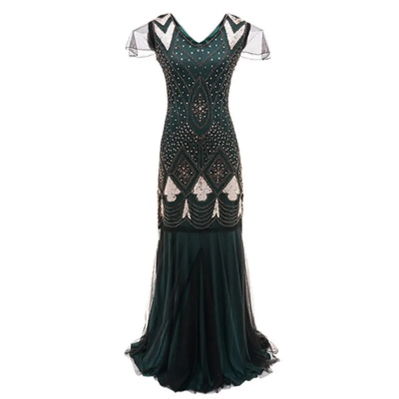 Années 20 Robe de Soirée Longue Art Deco