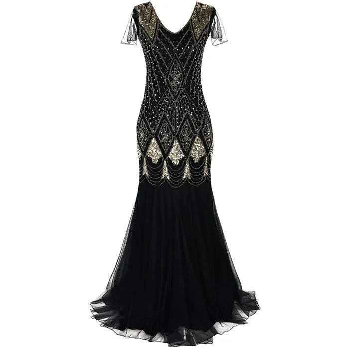 Années 20 Robe de Soirée Longue Art Deco