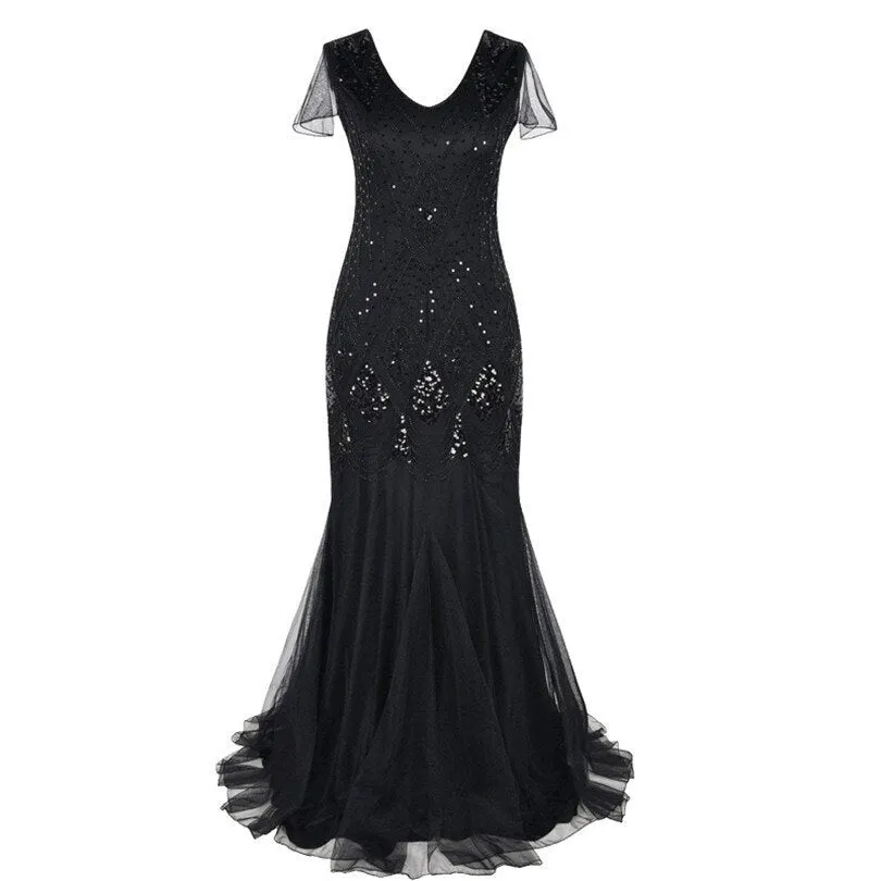 Années 20 Robe de Soirée Longue Art Deco