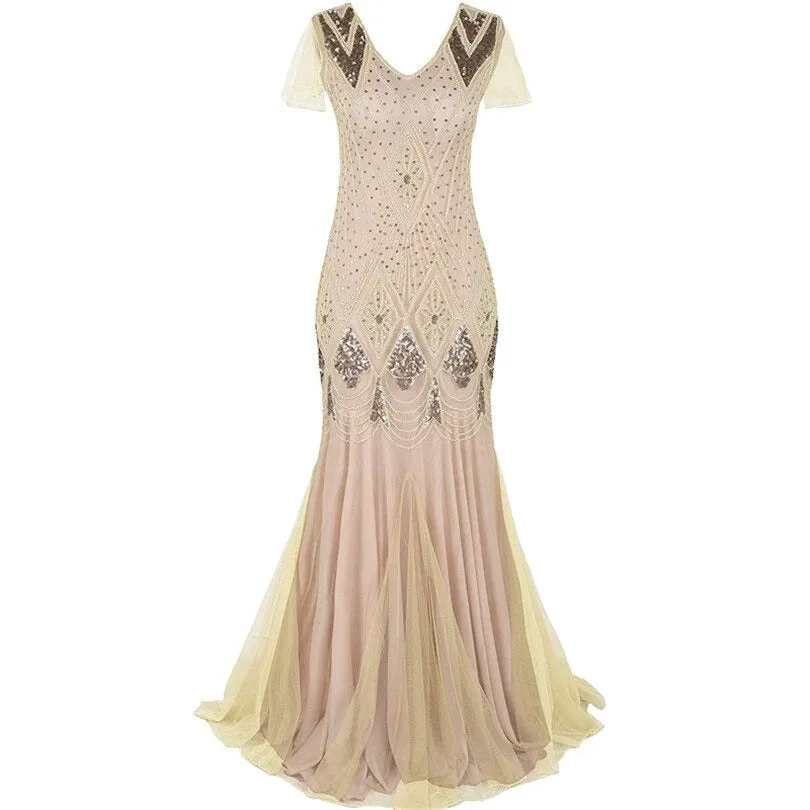 Années 20 Robe de Soirée Longue Art Deco