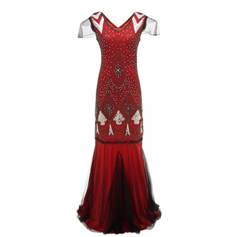 Années 20 Robe de Soirée Longue Art Deco