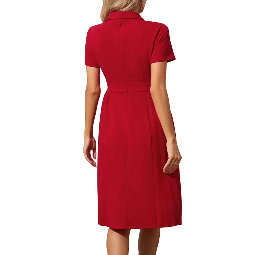 Années 40 Robe De Jour Rétro Rouge