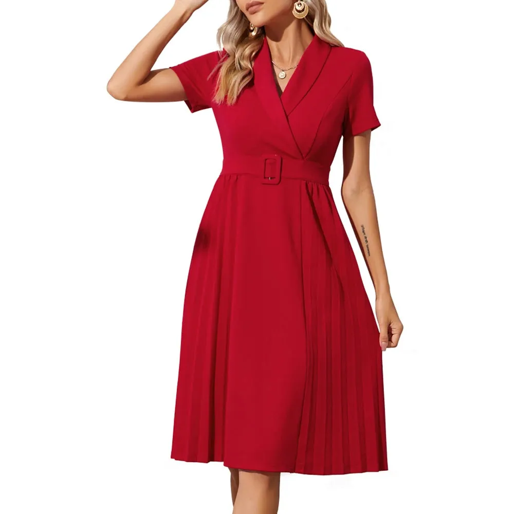 Années 40 Robe De Jour Rétro Rouge