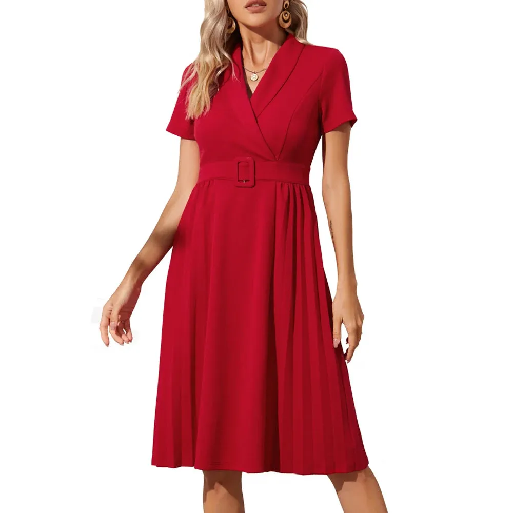 Années 40 Robe De Jour Rétro Rouge