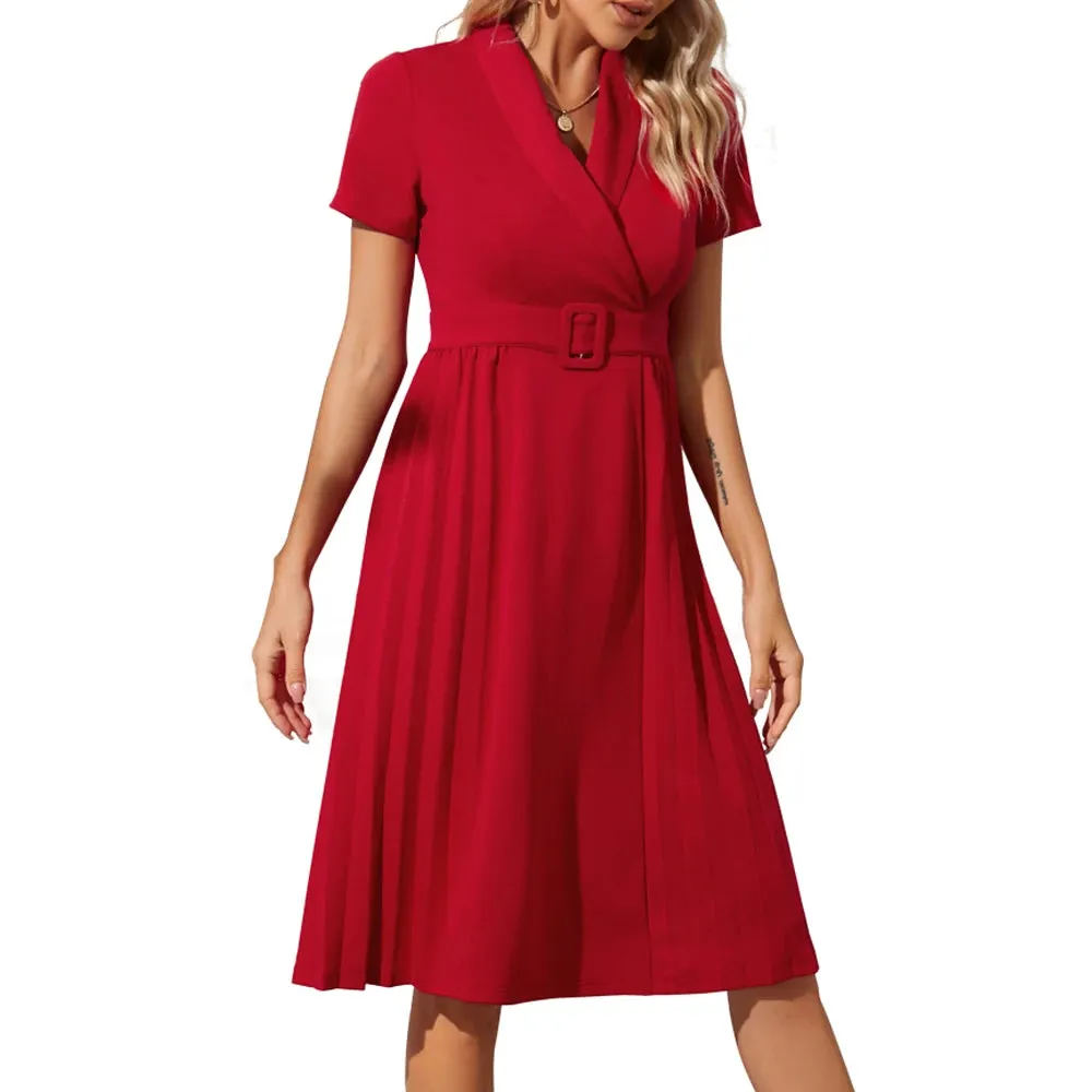 Années 40 Robe De Jour Rétro Rouge