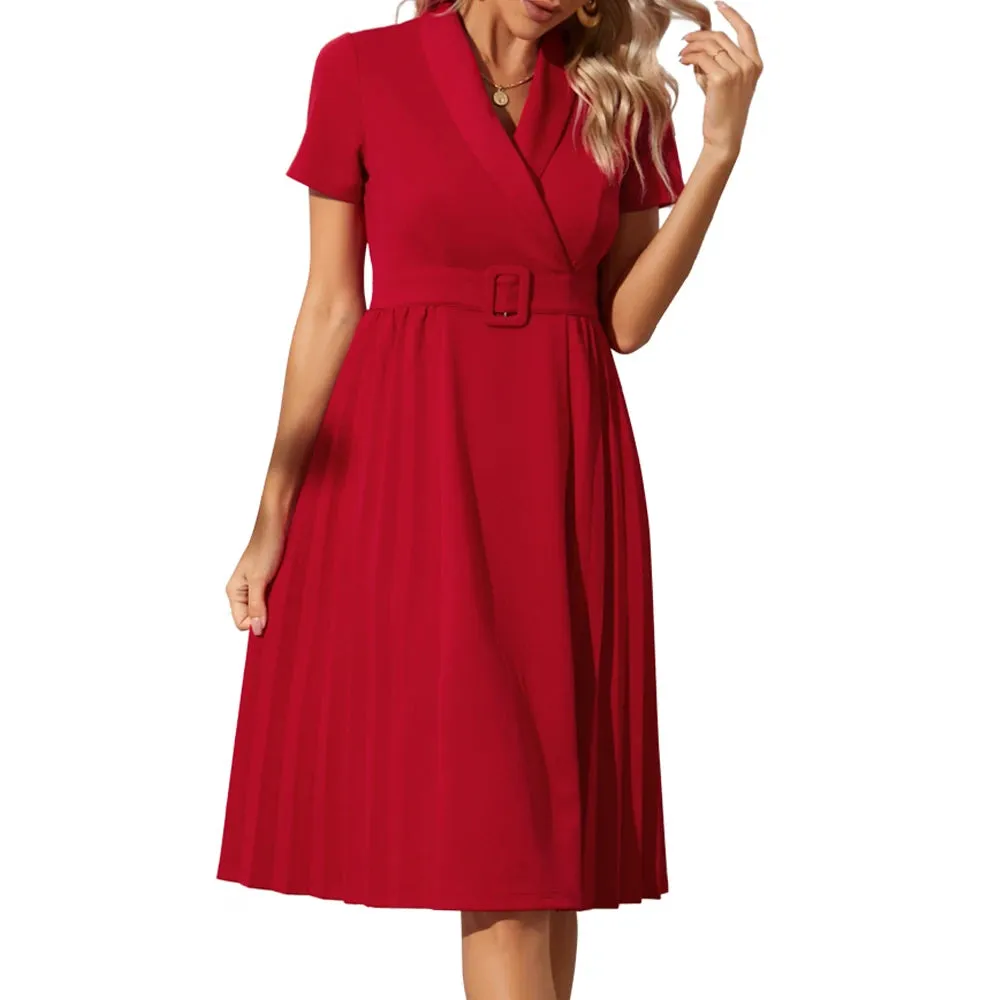 Années 40 Robe De Jour Rétro Rouge