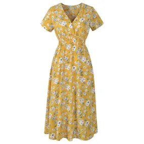 Années 40 Robe d'Été Liberty Col V Floral