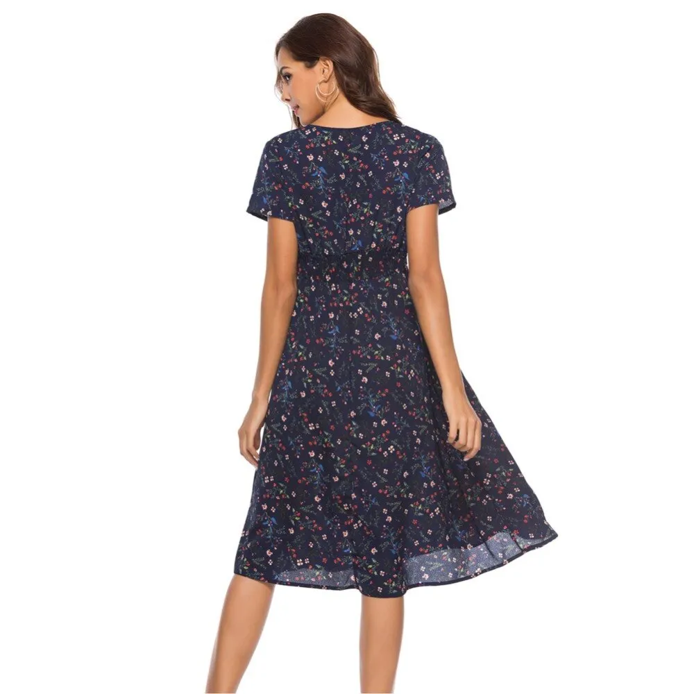 Années 40 Robe d'Été Liberty Col V Floral