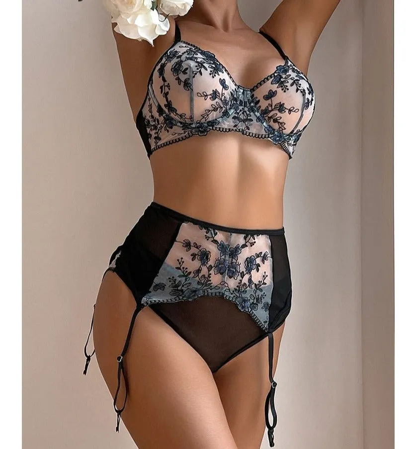 Années 50 Ensemble Lingerie Florale Rétro Glamour