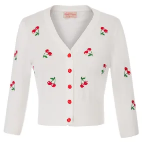 Années 50 Rétro Pin Up Cardigan Broderie Cerises