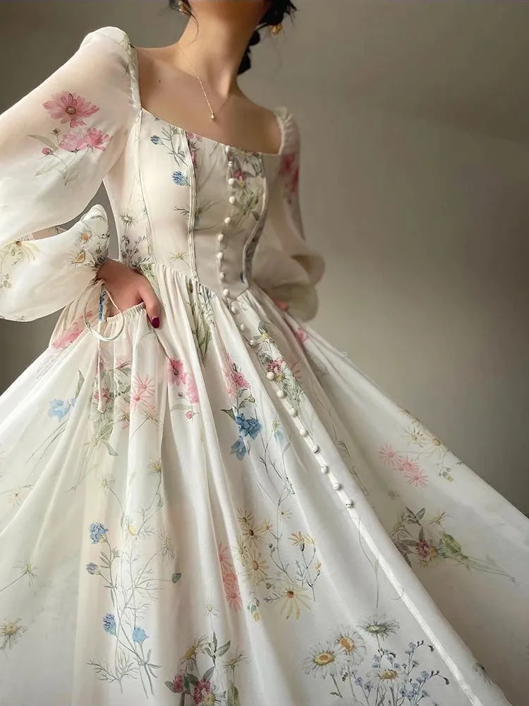 Années 60 Robe Midi Imprimée Provence Glamour