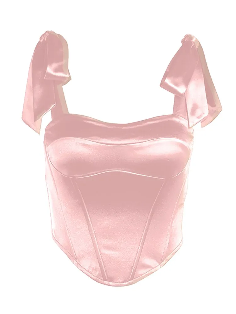 Années 80 Bustier Bretelles Satin Rétro