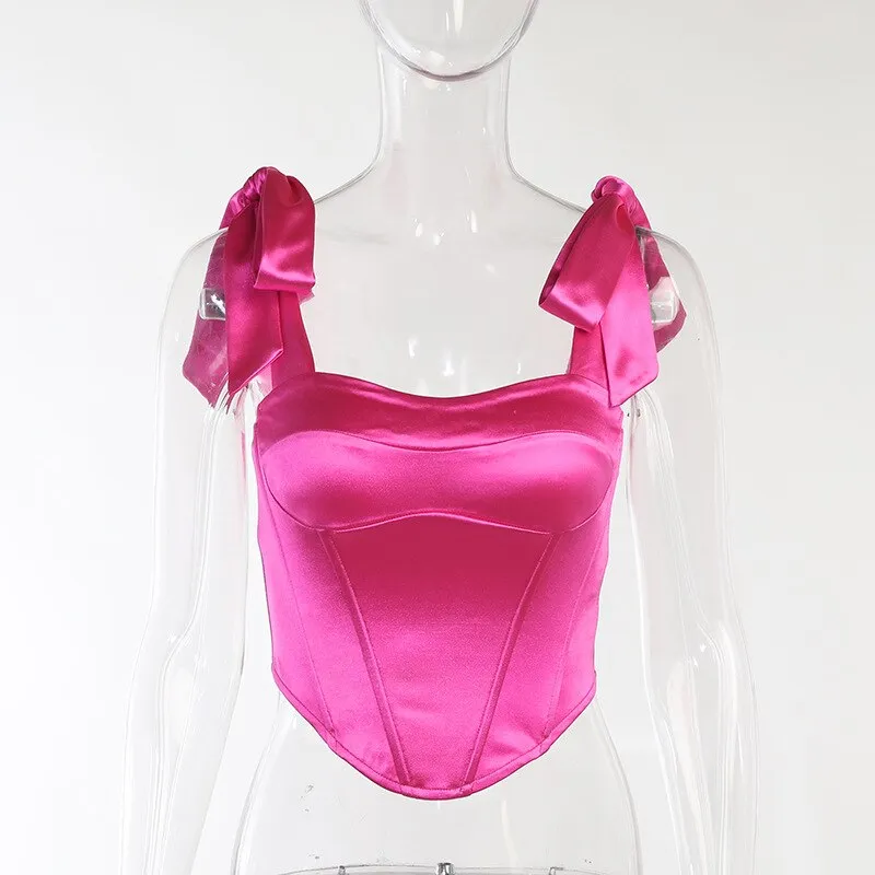 Années 80 Bustier Bretelles Satin Rétro