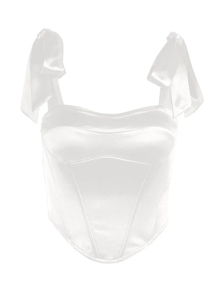 Années 80 Bustier Bretelles Satin Rétro