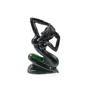 Antigorite GREEN SERPENTINE Gemstone Carving : 259.45cts Natural Serpentine Hand Carved LADY Sculpture Figurine 77*52mm