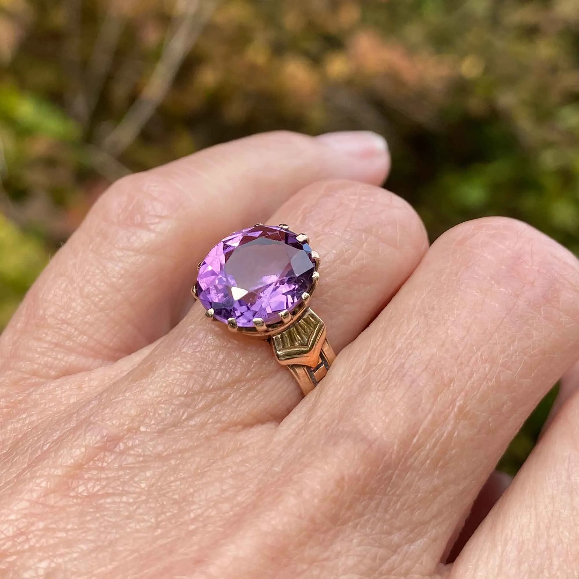 Antique Edwardian 14K Gold Amethyst Ring