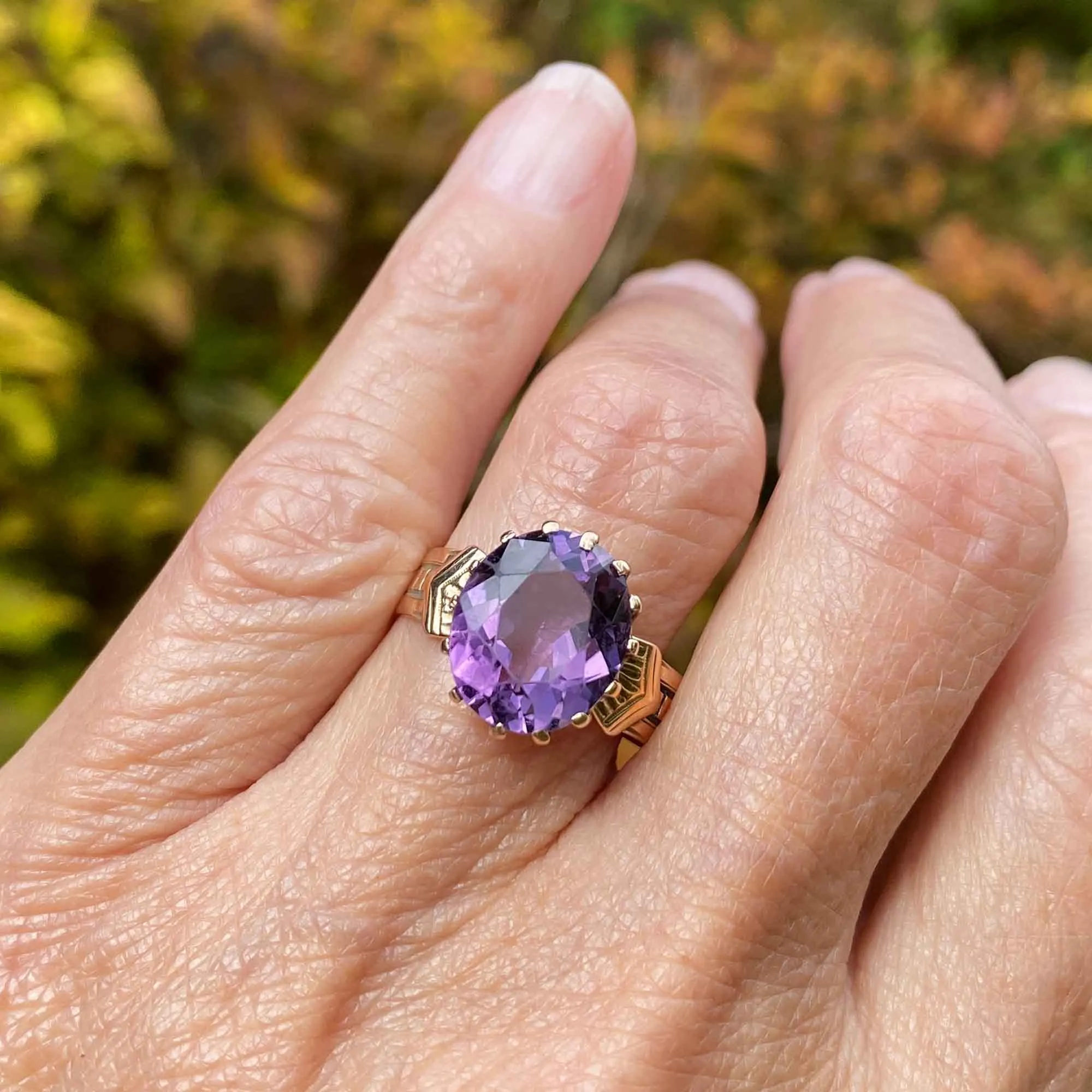 Antique Edwardian 14K Gold Amethyst Ring