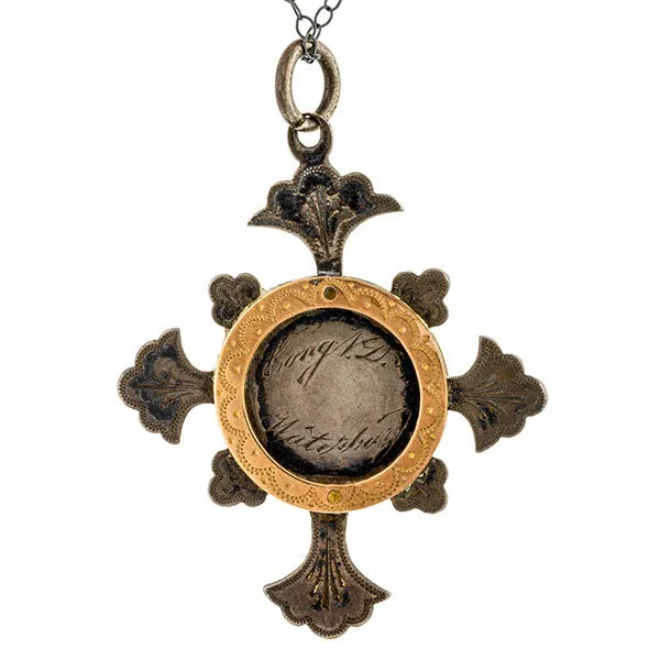 Antique Silver & Gold Cross Medallion