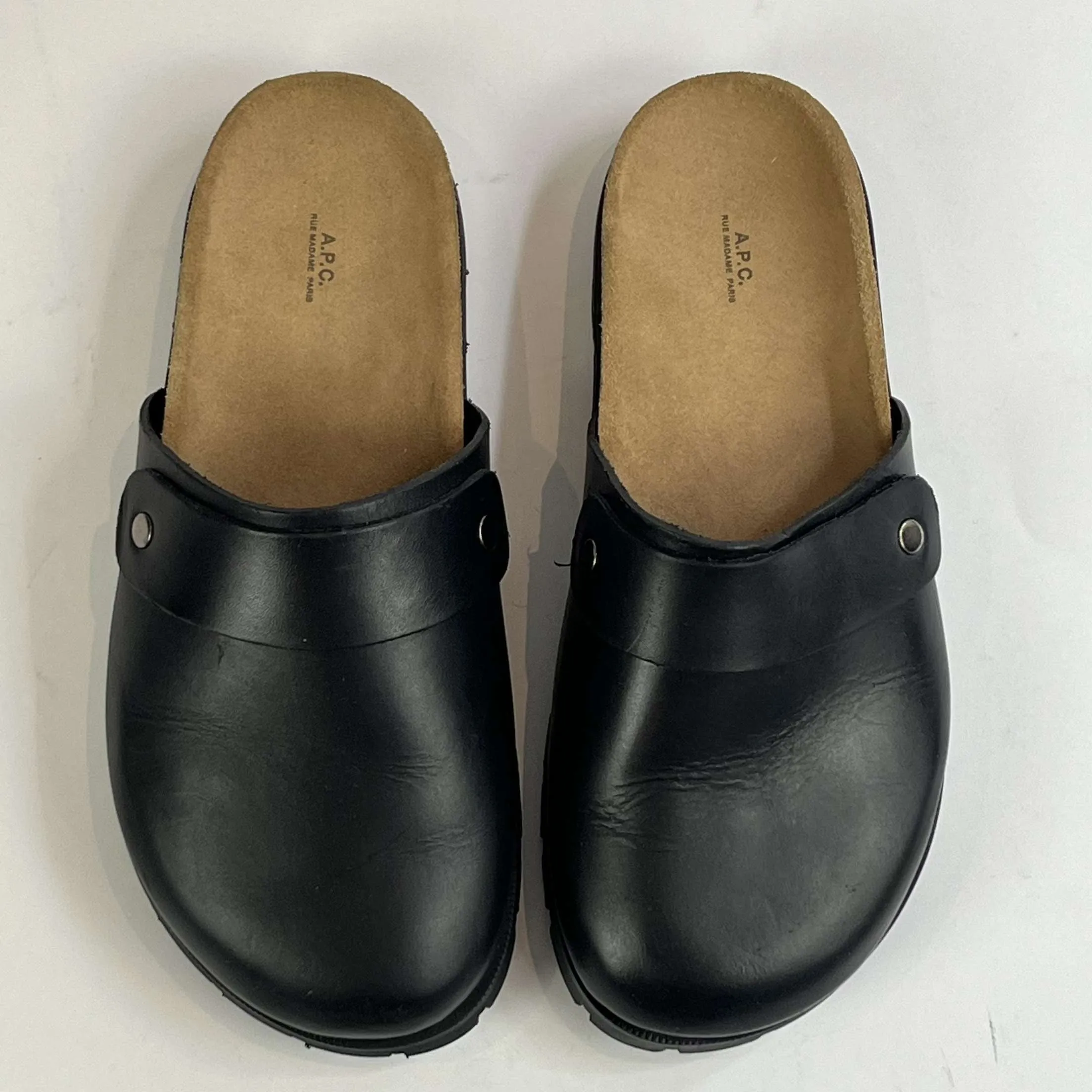 A.P.C. Brand New 295 Black Danny Leather Mules 38