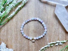 Aquamarine, Cave Amethyst & Rose Quartz Evil Eye Beaded Bracelet || Reiki Infused