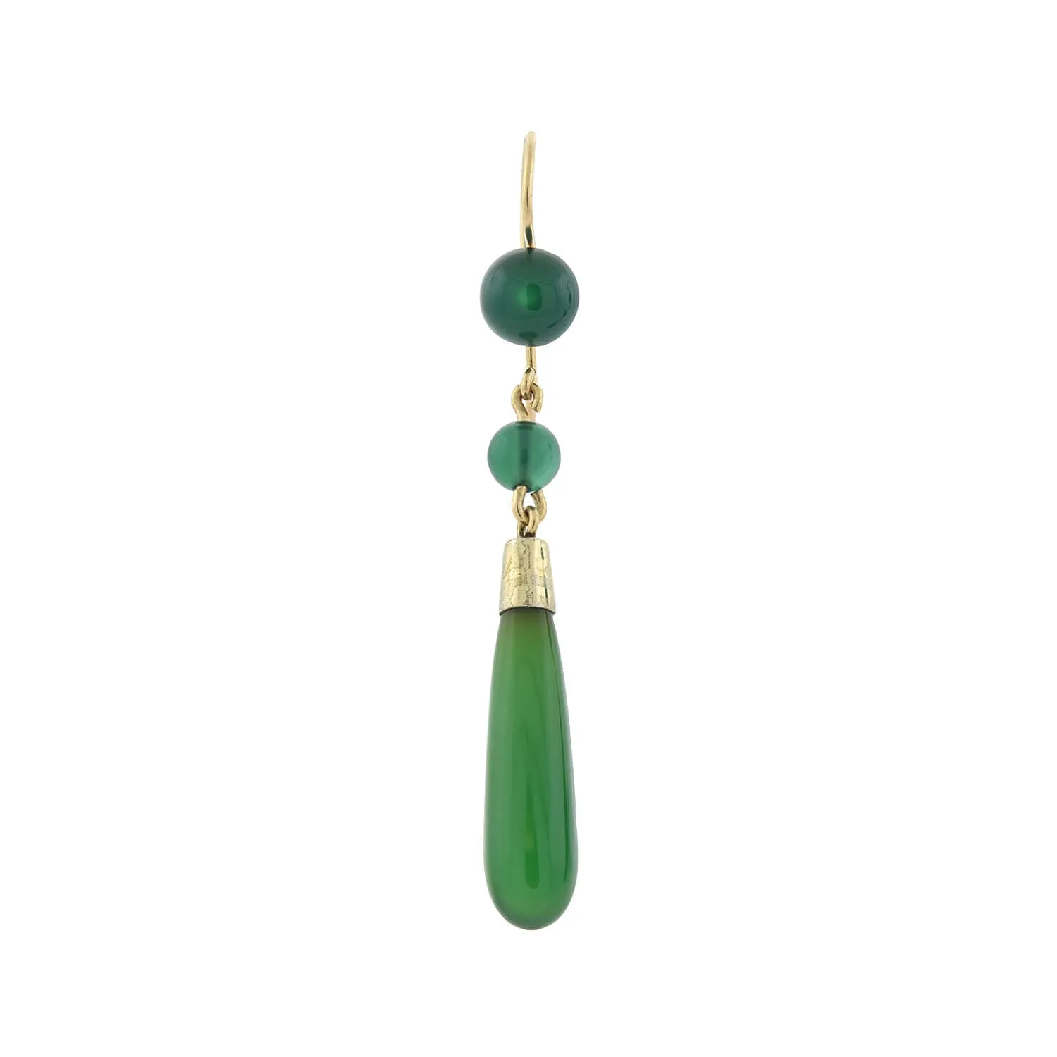 Art Deco 14kt Chrysoprase Teardrop Dangle Earrings