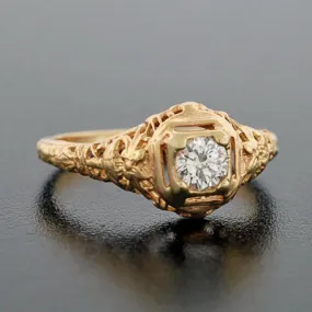 Art Deco 14kt Yellow Gold Diamond Engagement Ring .35ct