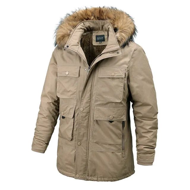 AshoreShop Mens Winter Warm Windproof Fur Collar Parka