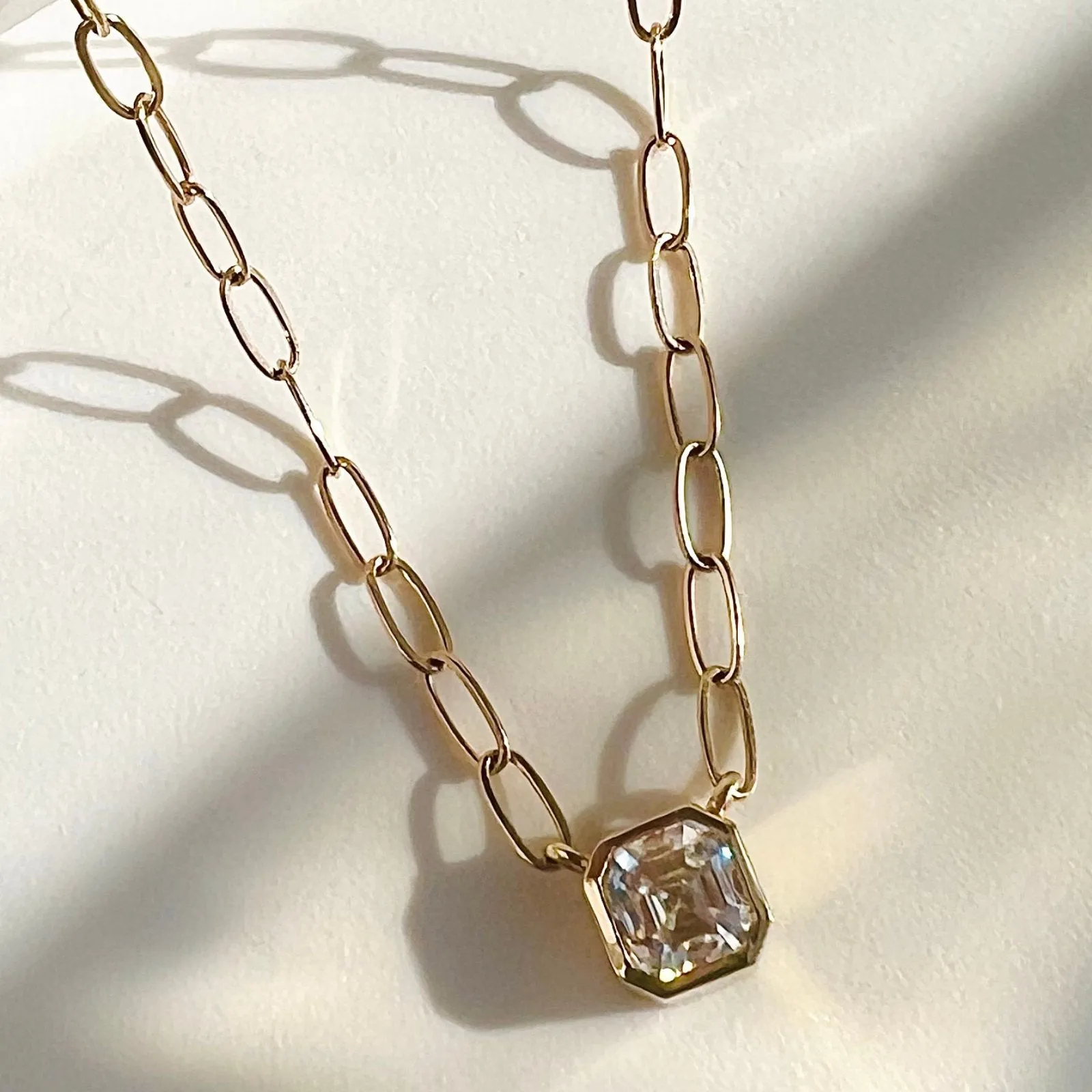 Asscher Cut Moissanite Necklace