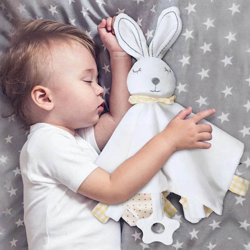 Baby Comforter Toys Plush Bunny Doudou Bebe Sleeping Towel Montessori Baby Rattles Stuffed Animals Appease Baby Toys 0 12 Months