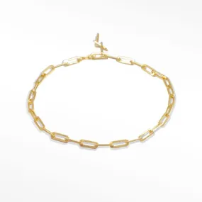 Baby Paperclip 14k Yellow Gold Bracelet 7''